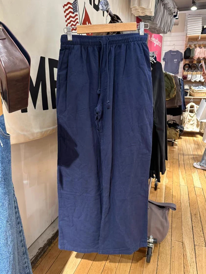Fashion Navy Drawstring Loose Pants Women Autumn Sexy Low Waist Pockets Straight Long Pant Baggy Streetwear Vintage Trousers Y2K