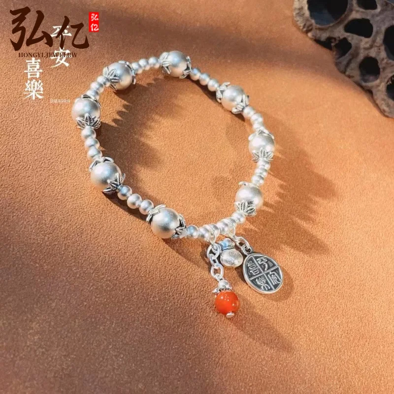 

999 foot silver peace and joy ancient bracelet couple style fashion simple high value handmade bracelet
