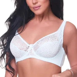 Womens Lace Bras Ultra-Thin Perspective Bralette Deep V Bra Sexy Brassiere Lingerie BH Tops Plus Size B C D E F Cup