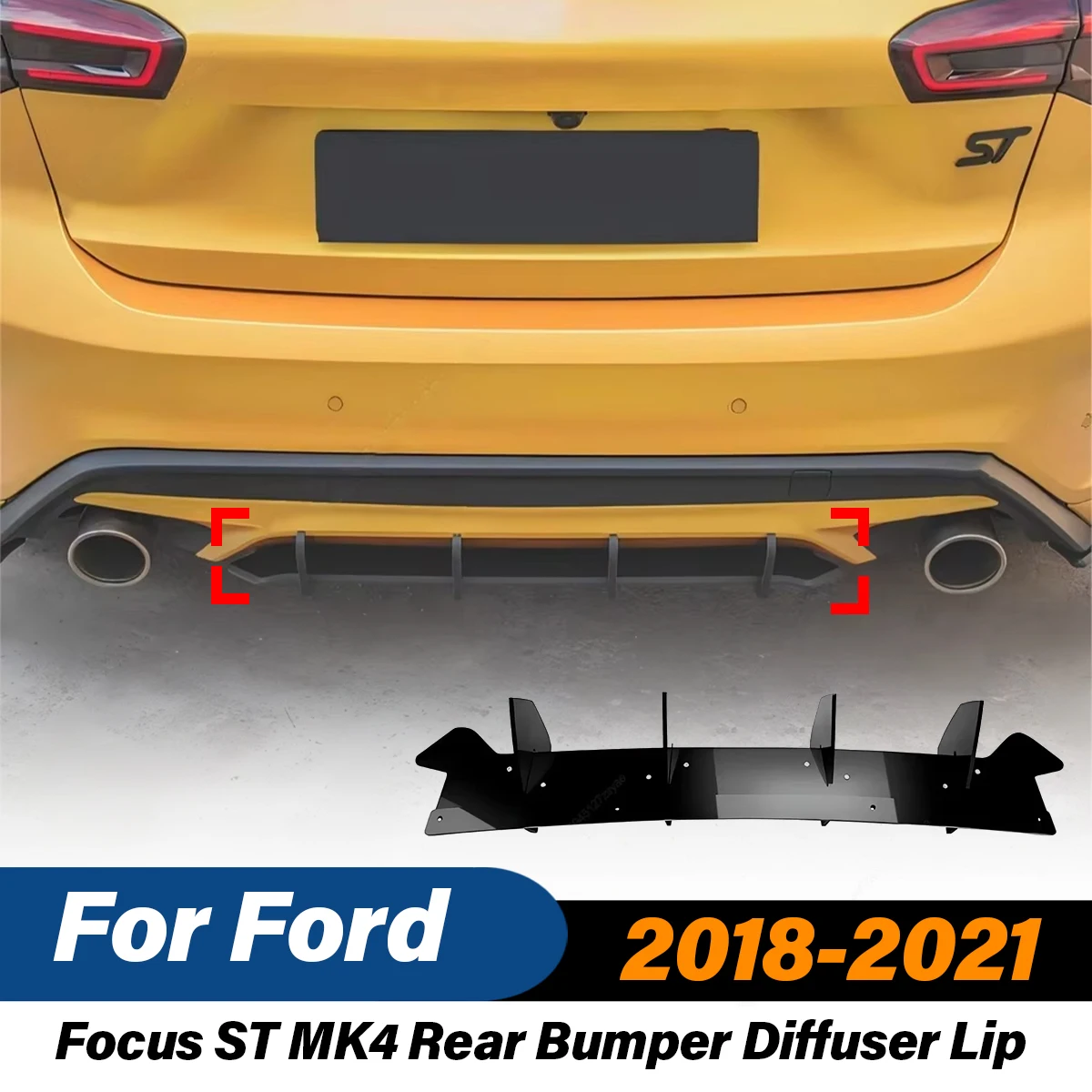 

For Ford Focus ST MK4 2018 2019 2020 2021 Rear Bumper Lip Diffuser Splitter Spoiler Car Exterior Decoration Accessories BodyKits