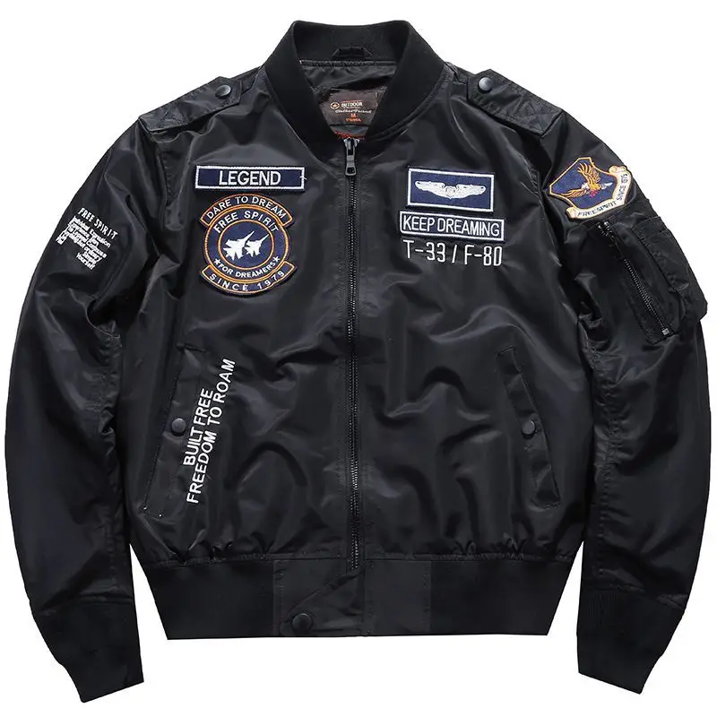 USA Man\'s Bomber Jacket Baseball Uniform Air Force One Army Aviation Jumper Aviator Workwear Baseball Jersey Embroidery Coat Men