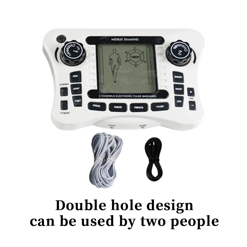 Estimulador muscular ems, 12 modos, elétrico, dezenas, massageador de pulso, acupuntura, frequência digital, máquina de fisioterapia, queimador de gordura