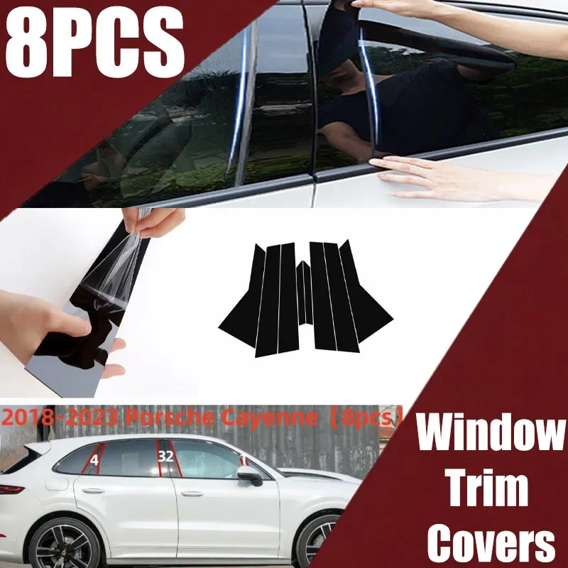 

Suitable for Porsche Cayenne window decoration door frame cover gloss black center pillar sticker