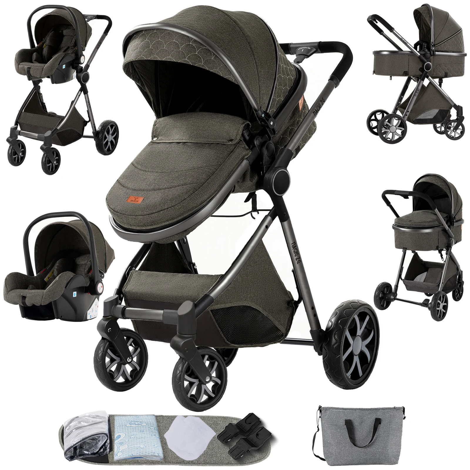Kinderwagen voor kinderwagen 3-in-1 kinderwagen met opbergmand Lichte kinderwagen babyauto's babyaccessoires, kinderwagen voor kinderautostoeltje