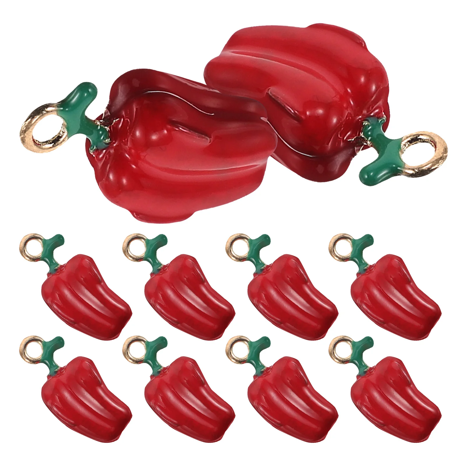 

10 Pcs Earrings Three-dimensional Chili Ornaments Bracelets Charm Jewelry Charms for Making Alloy Red Pepper Necklace