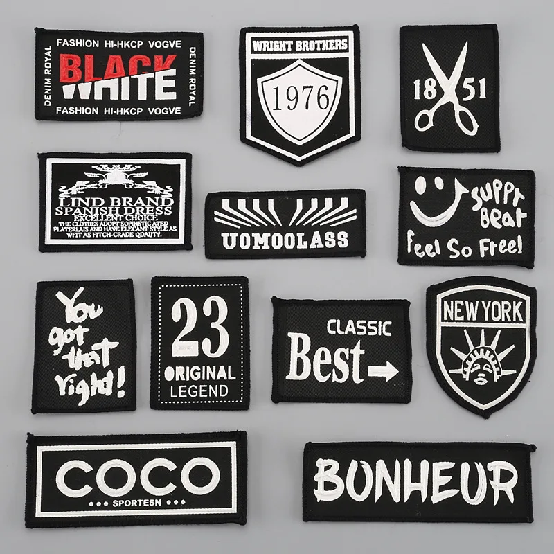 Mixed 11Pcs/Lot fashion color printing Letters patches stickers Sew on Applique Clothing handmade DIY Garment Accessories Decor