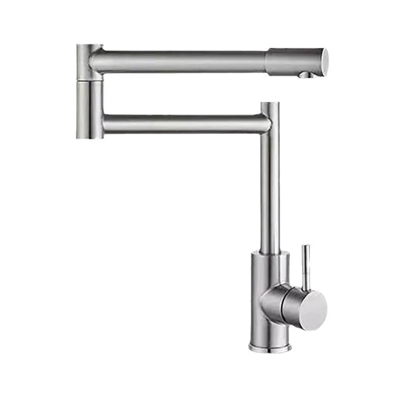 Faucet Black/Nickel Hot And Cold Mixed Universal Folding Kitchen Sink Tap 304 Stainless Steel Arm Swivel Extends Kitchen Sink view 6