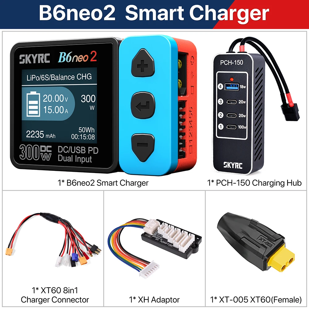 NIEUWE SKYRC B6neo 2 slimme oplader Multifunctionele slimme oplader DC 300 W PD 80 W LiPo/LiFe/Lilon/LiHV/NiMH/NiCd/Pb batterijlader