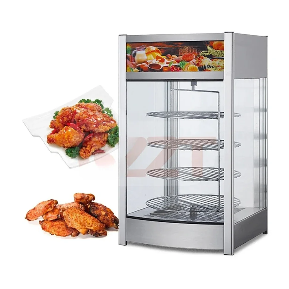 Water in Hot Sale Food Warmer Heat Pizza Display Warmer Curved Glass Warming Showcase Hot Food Showcase Rotating Pizza Warmer