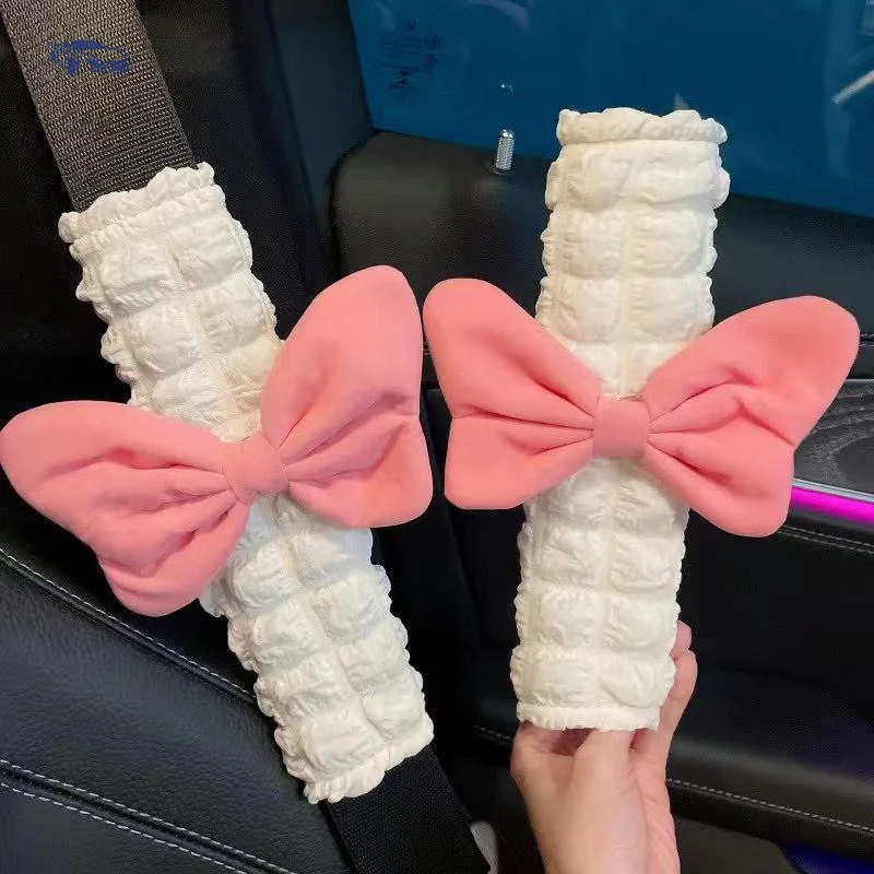 Cute Bow Seat Belt Shoulder Cover Extended General Purpose Elegant Goddess Car Interior Decorations Safety Belt Protective Cover