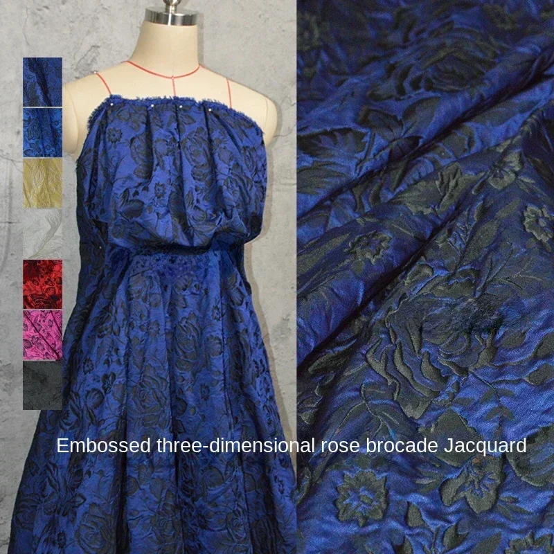 

Жаккардовая ткань с рельефным узором «Розы» в китайском стиле, дизайнерская ткань для одежды, материал для шитья своими руками, продается на метры.