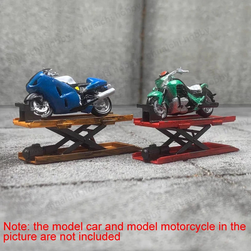 1PCS 1/64 Skala Modell Auto Motorrad Lift Vier-pfosten/Gantry/Hydraulische Aufzüge Miniatur Harz Fahrzeug hebezeug Reparatur Werkstatt Teile