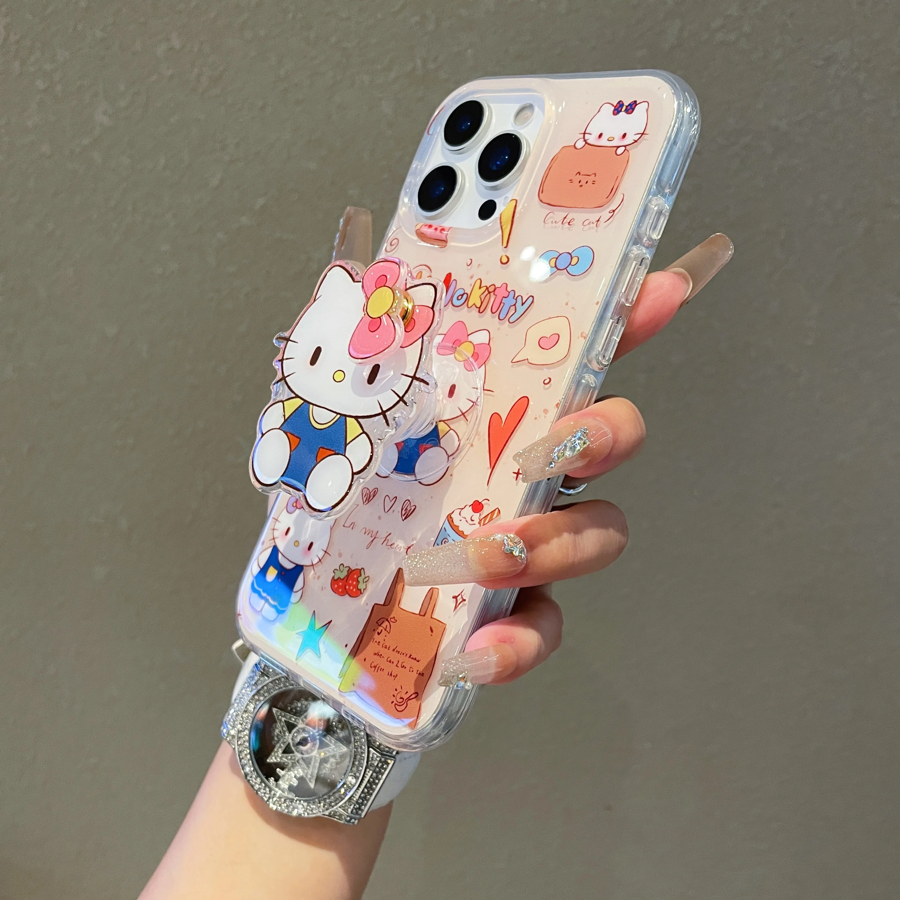 Sweet Color Fresh Gentle Style Preferred Gift Sanrio For Hello Kitty Full Screen Cute For iPhone16 13 14 15 Pro Max Anti-Drop