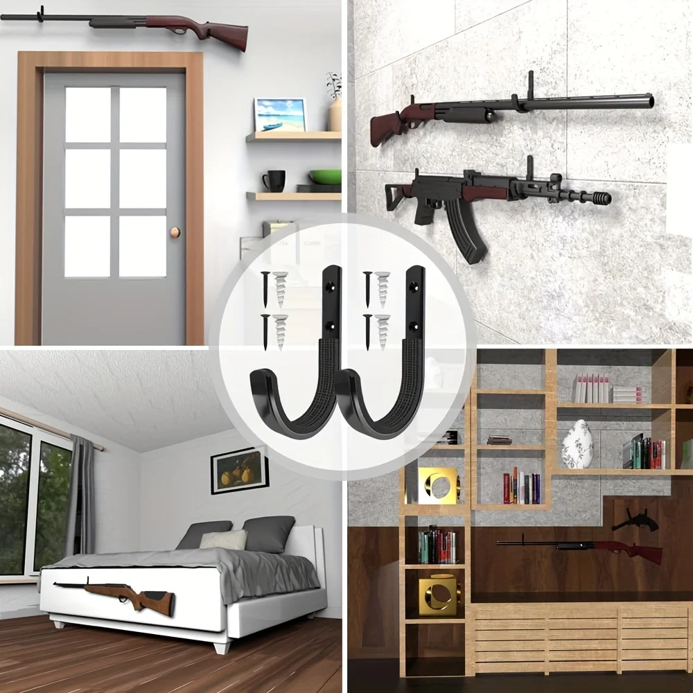 Gun Rack Storage Rifles Shotgun Hooks Wall Mount Hangers For Any Rifles Shotguns Archery Bow With Soft Padding And Heavy