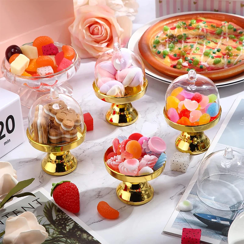 4/12pcs Clear Plastic Mini Candy Cupcake Boxes Wedding Gift Box Party Dessert Macarone Display Stand Tray With Lid Table Decor