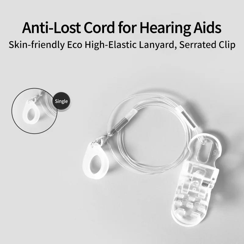 New Tingoton Transparent Binaural Anti Loss Rope Hearing Aid Safety Protector Clip for BTE Hearing Aid Protection Child Adult