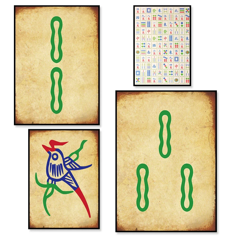 

Gambling Mahjong Canvas Painting Vintage Home Decor Mahjong Pictures Club Casino Bar Restaurant Decoration Poster