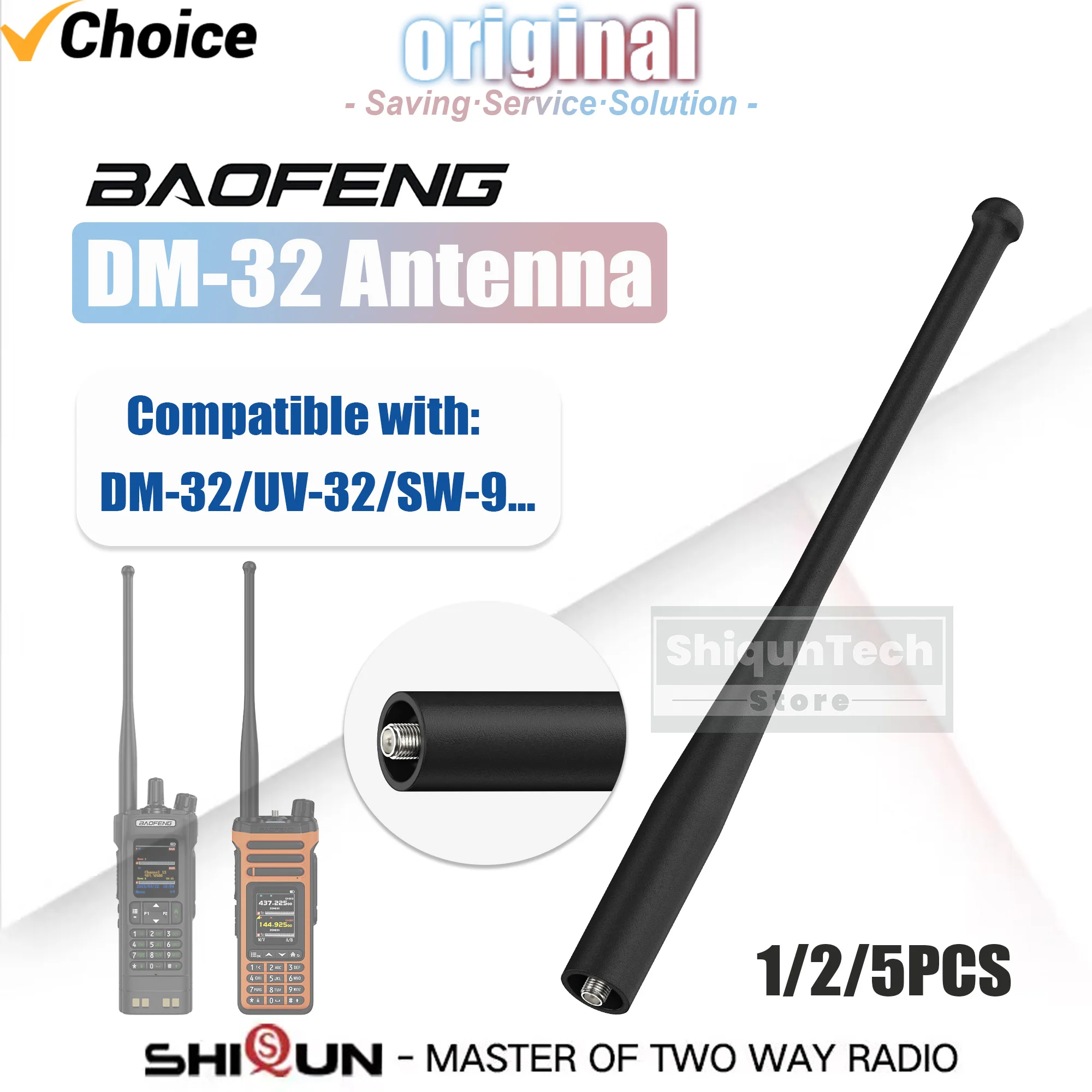 Original Baofeng DM-32 UV-32 Walkie Talkie Antenna Accessory SMA-Female FM/137-174MHz/400-520MHz VHF UHF For SW-9 Two-Way Radios