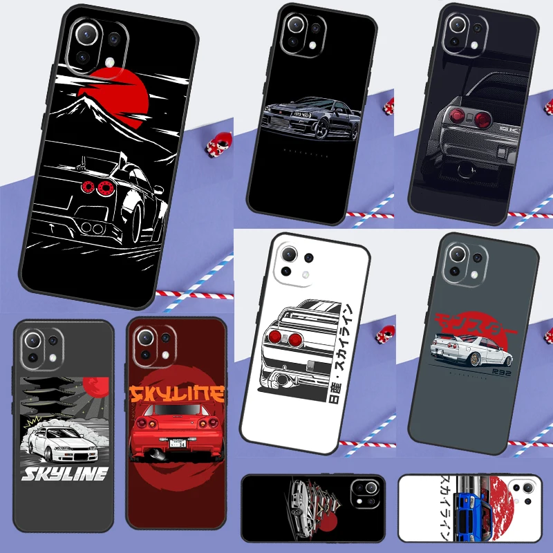 JDM Skyline Car For POCO F5 X3 X4 X5 Pro F3 F4 GT M5s C40 Case For Xiaomi 13 12 Lite 12X 11T 12T Pro Cover