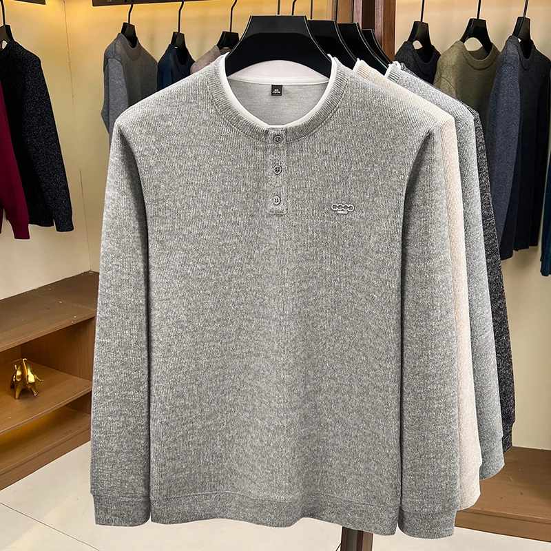 Exquisiter bestickter Herren-Langarm-Pullover, Luxusmarke, Herbst, Baumwolle, Rundhals-Pullover, Strickware, modische Freizeitkleidung für Herren – Detail 10