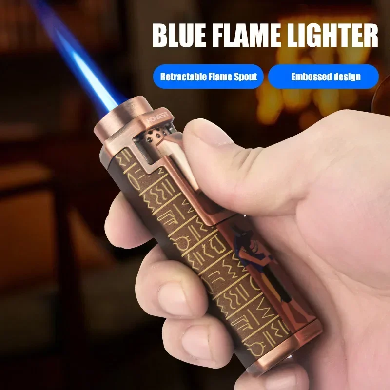 HONEST Windproof Cigar Lighter Metal Outdoor Blue Flame Torch Lighter Fashion Men's Gift Cigar Smoking Accessories