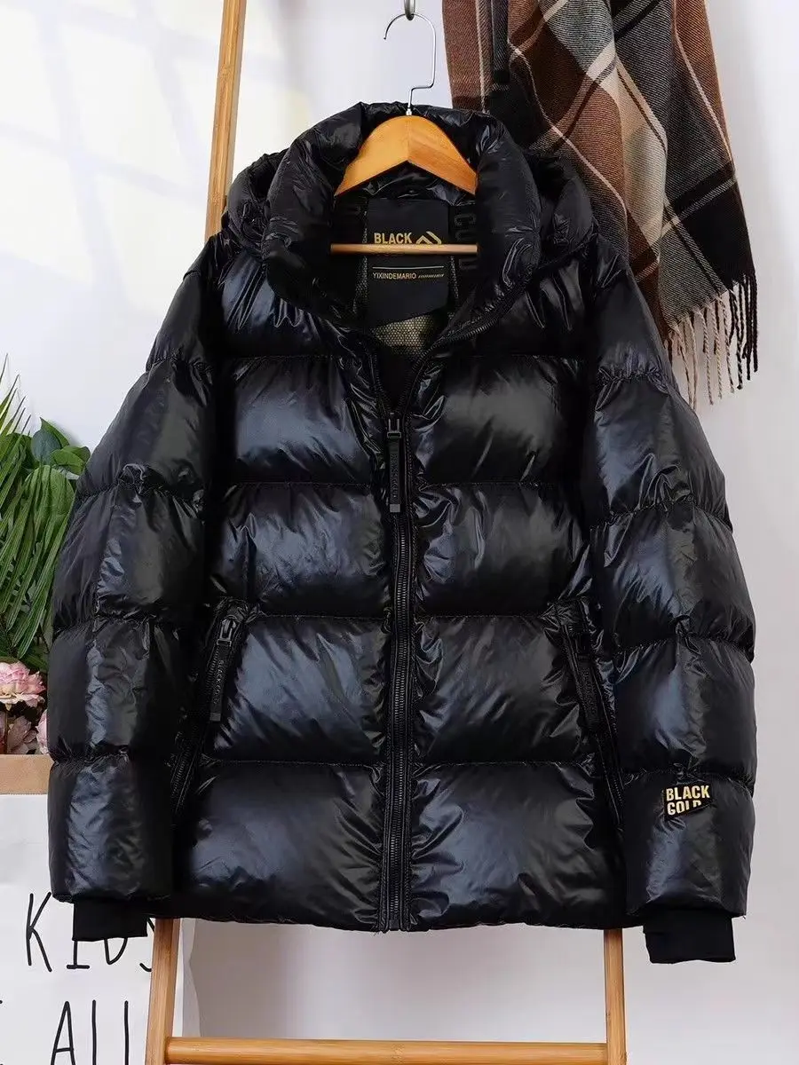 

Women 90% White Duck Down Jacket with Hood Casual Over Size Autumn Winter Warm Thickened Loose Thick Short Outwear