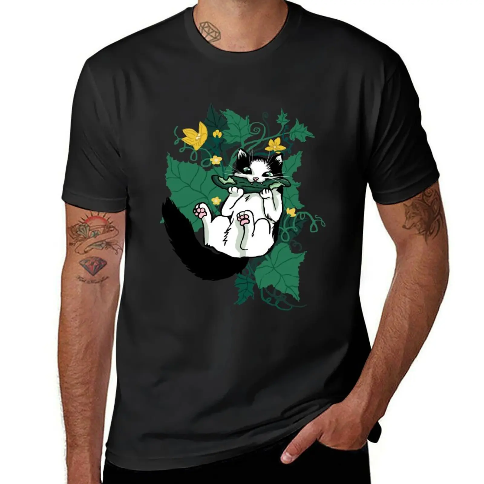 Mauri and a Cucumber with Flowers T-Shirt vintage clothes plain mens champion t shirts