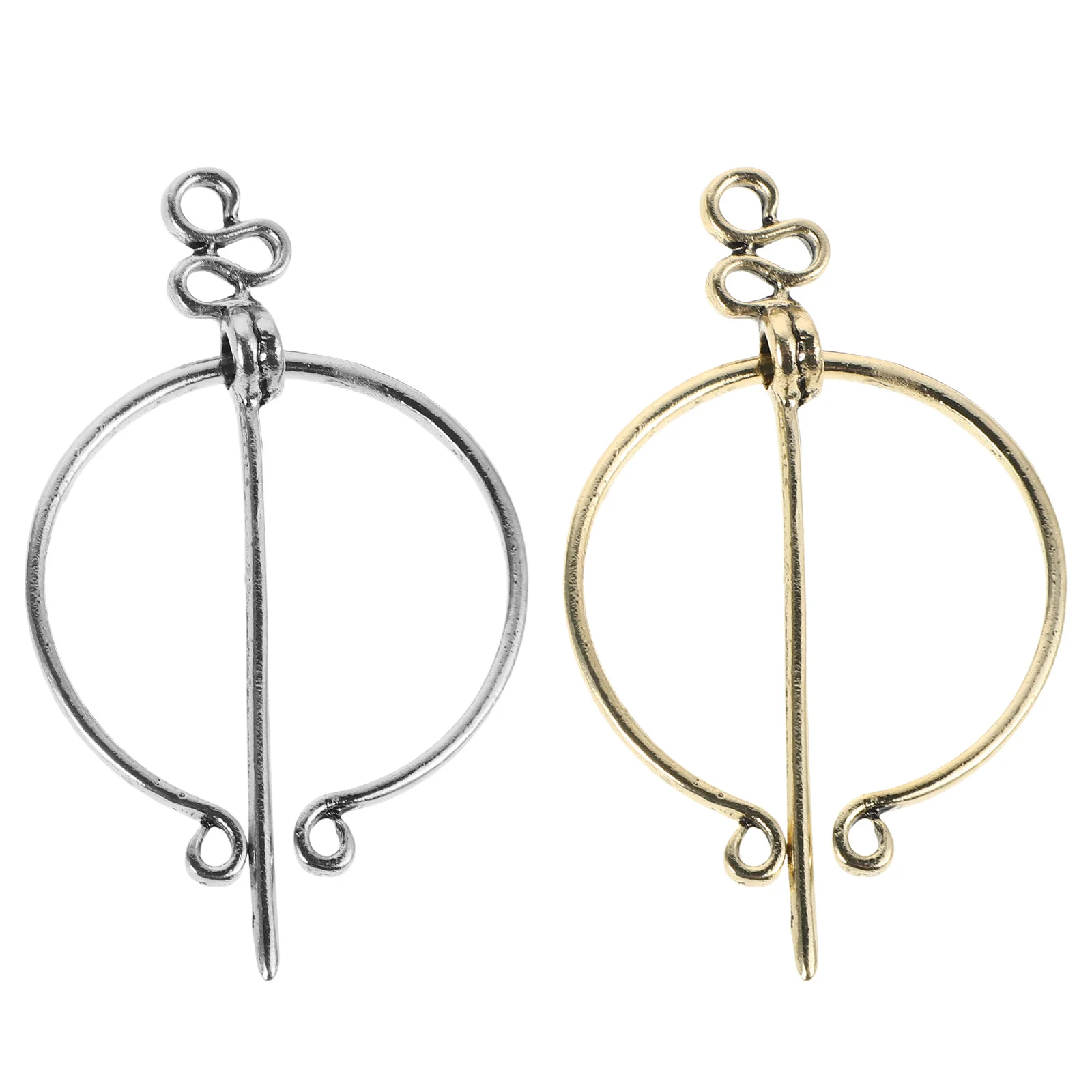 

2pcs Metal Collar Vintage Viking Brooch Penannular Buckle Lapel Pin For Men Shawl Clasp Fashion Suit Accessory Alloy Badge Cloak