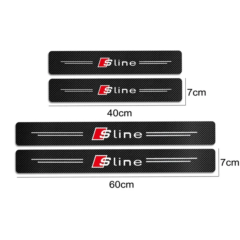 4pcs Car Sticker Carbon Fiber Decorative Strip For Audi Sline TT A3 A4 A5 A6 A7 A8 Q3 Q5 Q7 Q8 Car Accessories