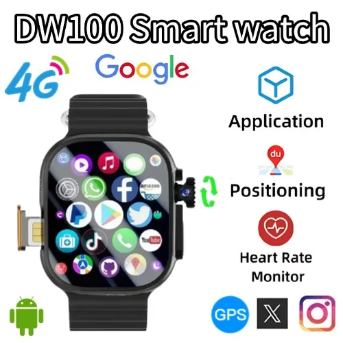 

2025 DW100 4G Android Smartwatch Global Calling Fingerprint Unlock 2.29 Inch AMOLED 4G SIM Video Chat WIFI GPS App Download