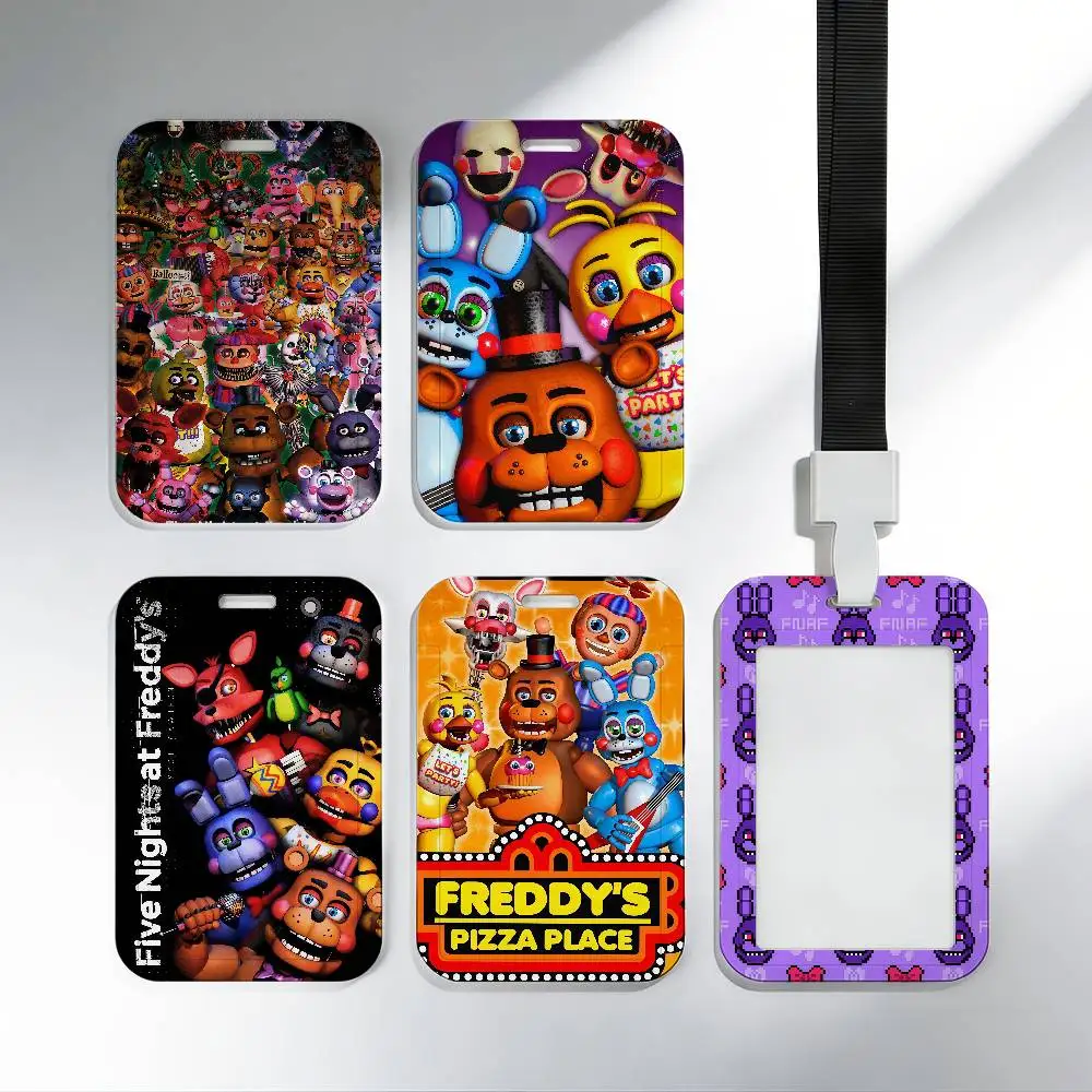 game F-FNAF School Card Access ID Card Holder Bus Meal Card Protective Sleeve Easy Push gift F-Five N-Nights at F-Freddys