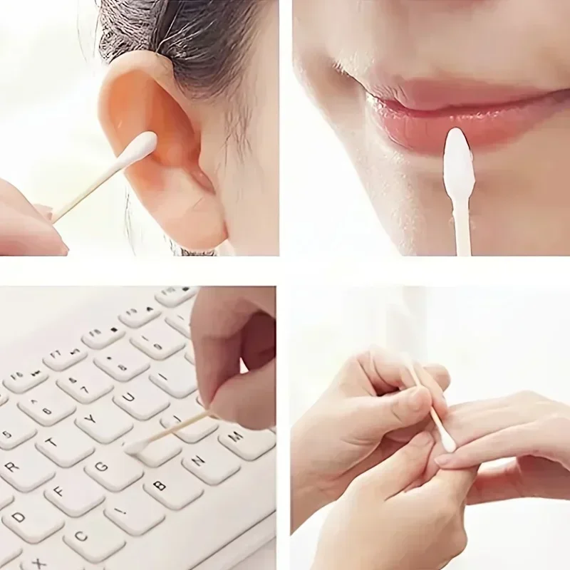 Double Ended Cotton Swabs Household Makeup Removal Ear Digging Hygiene Cleaning Cotton Swabs Disposable Round Head Cleaning