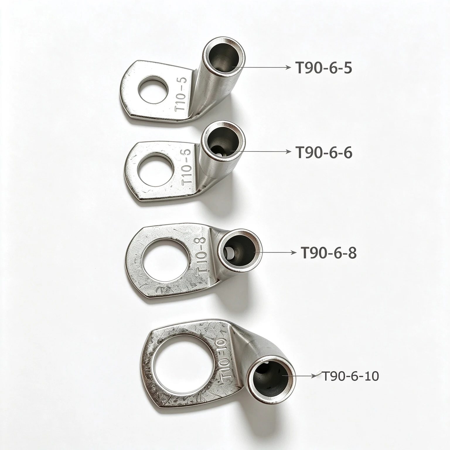 10PCS T90 Series 90 Degree Copper Lug T10-5 T10-6 T10-8 T10-10 L-Shape Bent Ring Terminal With Inspection Hole Tinned Wire Conne