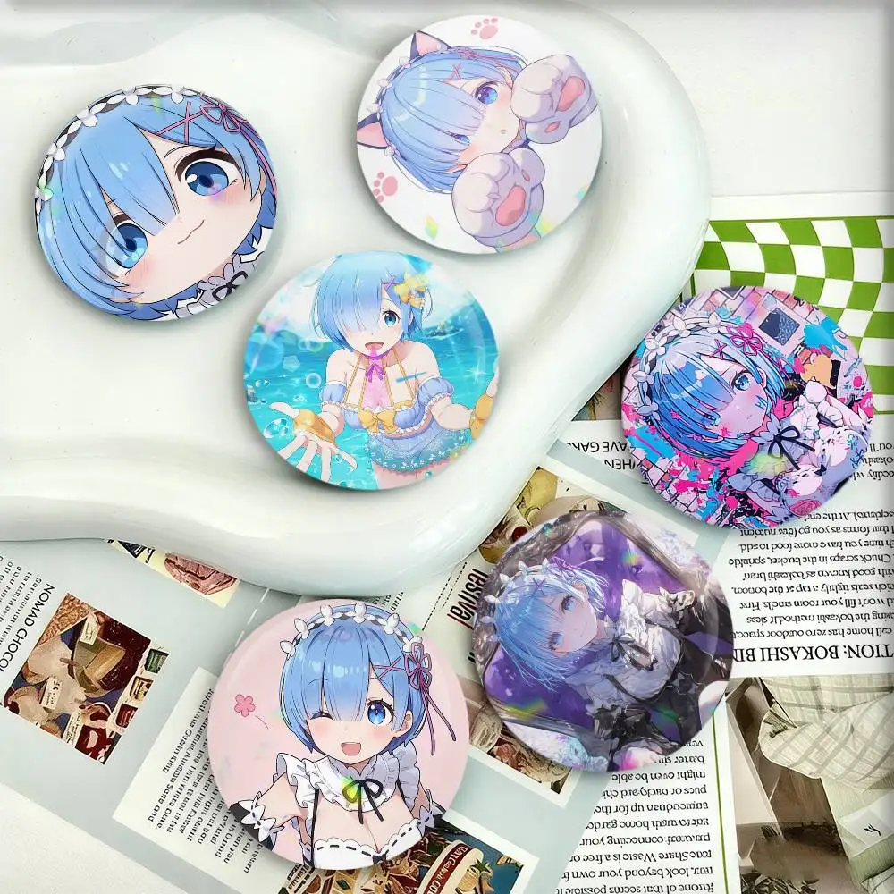 Re Zero R-Rem Badges 25 32 44 58 75 mm Round Fans Collect Friends Gifts Brooch Souvenir