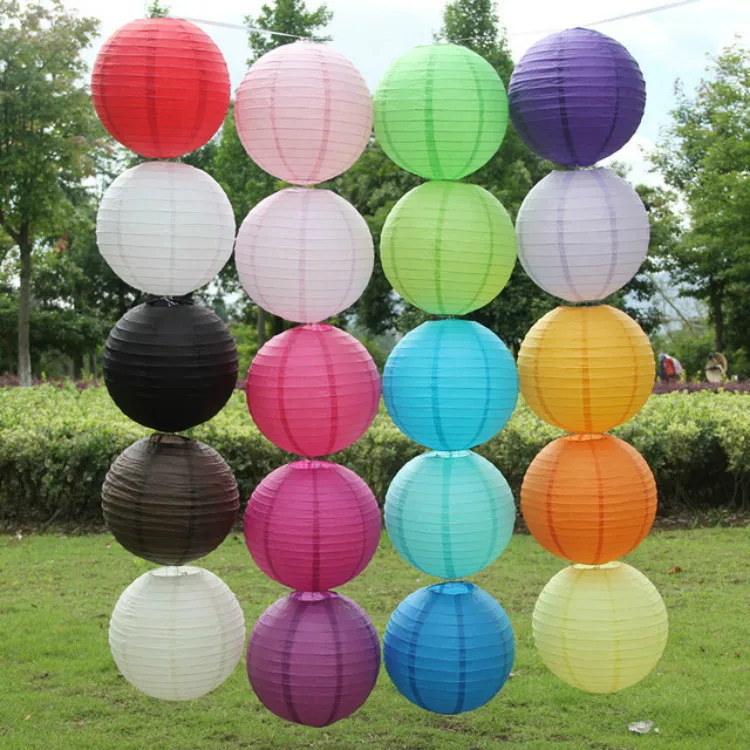 China Round Lanterns 10-15-20-25-30-35-40cm  for Wedding Event Party Decoration Holiday Supplies Paper Ball DIY supplies Lantern