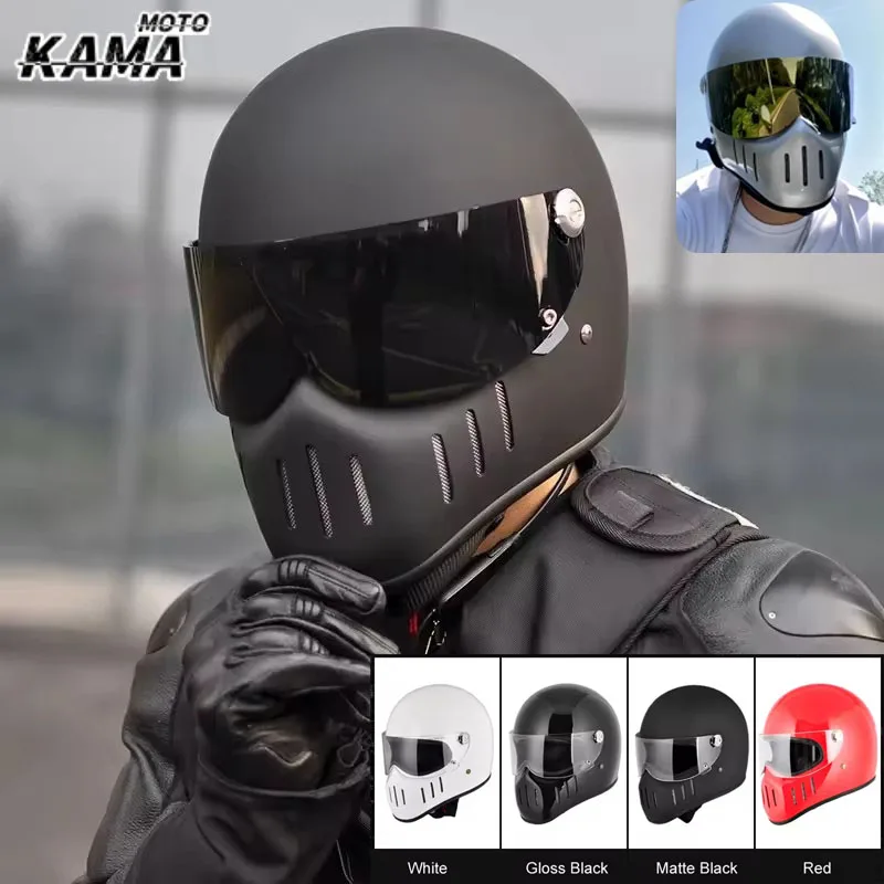 

Высокопрочный японский классический полнолицевой шлем из стекловолокна в стиле ретро, защитные шлемы для мотоциклов Harley и круизных мотоциклов