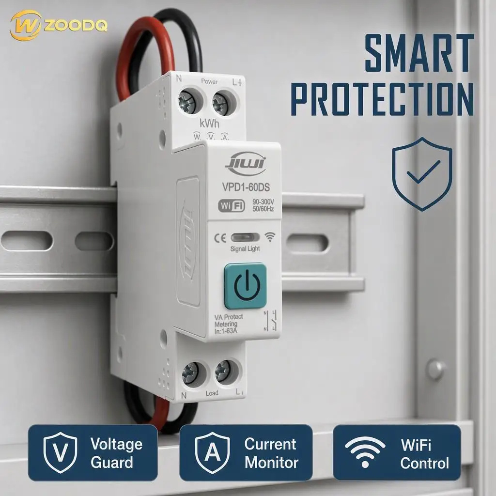 1P+N 90-300V 1-63A Din Rail Over/Under Voltage Overcurrent Protection Tuya APP Control WiFi Smart Switch Circuit Breaker