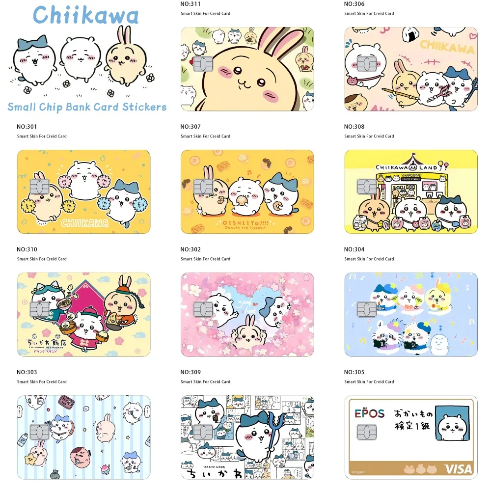 

Anime Cartoon Chiikawa Usagi Small Chip Bank Card Waterproof Film Skin Kawayii Hachiware Debit Protective Sticke Girls Gifts