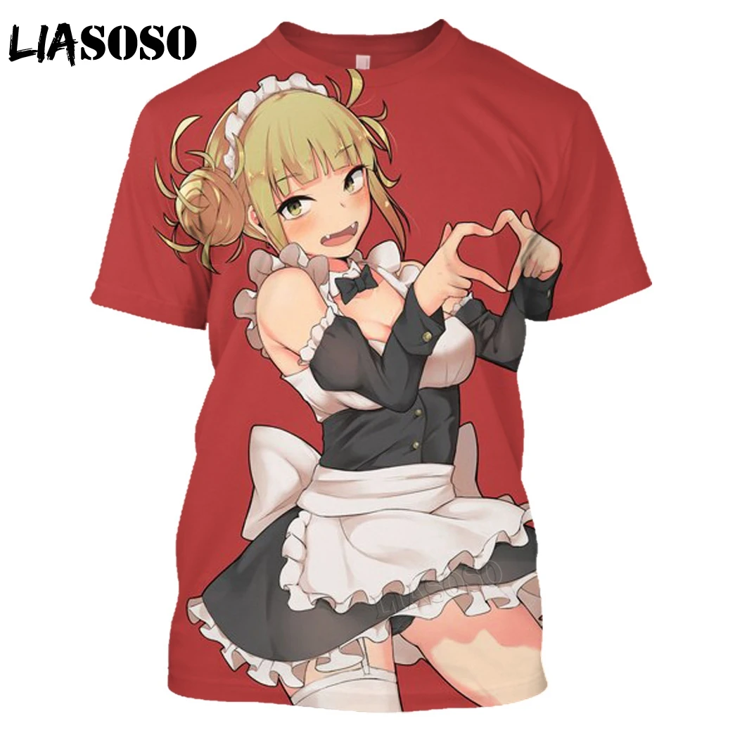 Fashion Japanese Anime Girl Himiko Toga Short Sleeve 3D Printing T-shirt Casual Round Neck Top Oversize Men Women Girls Clothing