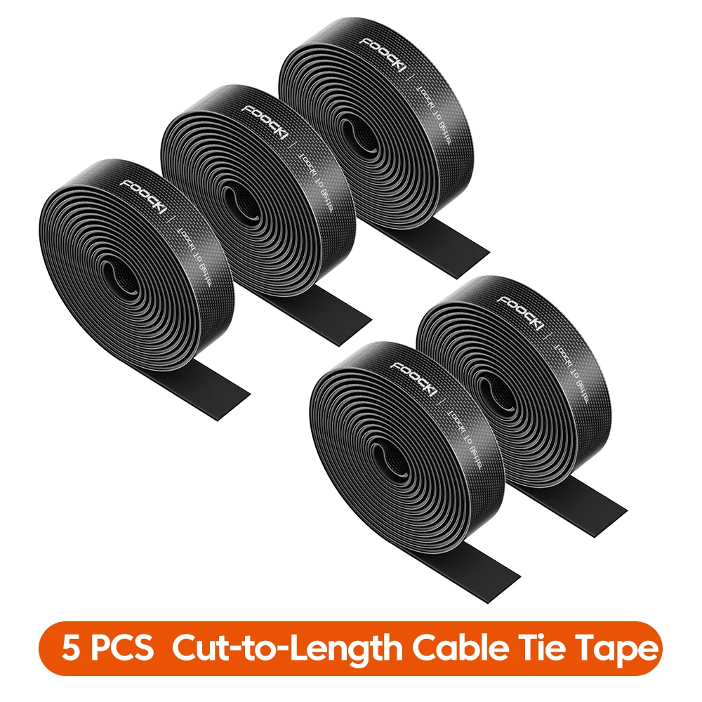 Toocki Cable Organizer 1-10Pcs Cut-to-Length Hook and Loop Ties Wire Winder Cable Management for Phone Laptop Mouse Cord Storage