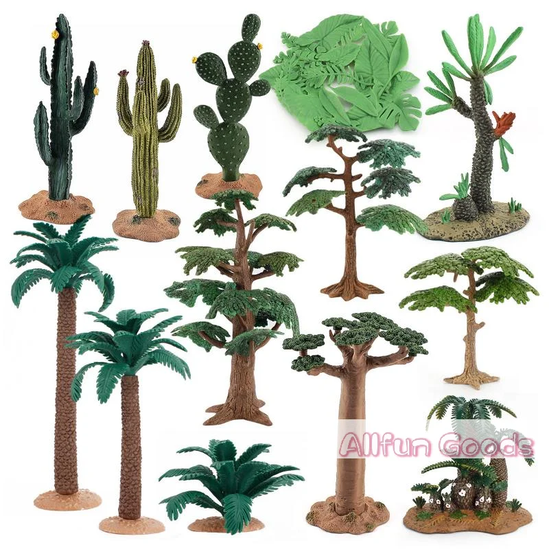 1Pcs Breadfruit Coconut Palm Tree Stump Baobab Cacti Farm Animal Models Educational Simulation Toys For Kids Home Decoration