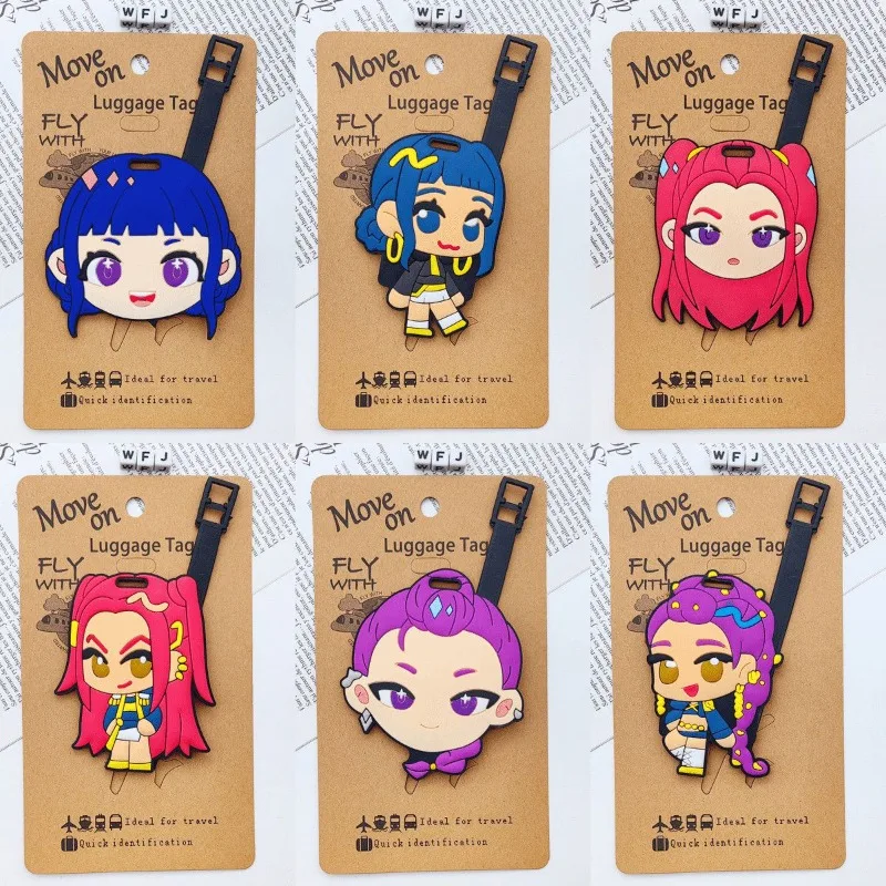 Demon Hunter Girl Squad Luggage Tag Cute Cartoon Boarding Baggage Tag Suitcase Hanger Anime Style Travel Accessory