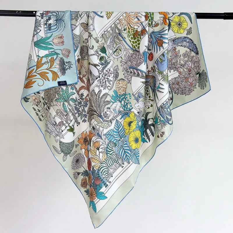 

18MM Silk Twill Scarf 90CM Women Hand Rolled Square Bandanas Head Bag Accessories Luxury Designers 90 Shawls Hair Neck Scarves