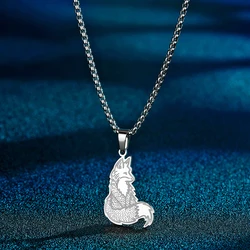 CHENGXUN Stainless Steel Fox Pendant Necklace for Women Girls Animal Charm Neck Chain Collar Animal Lovers Jewelry Unisex Gift