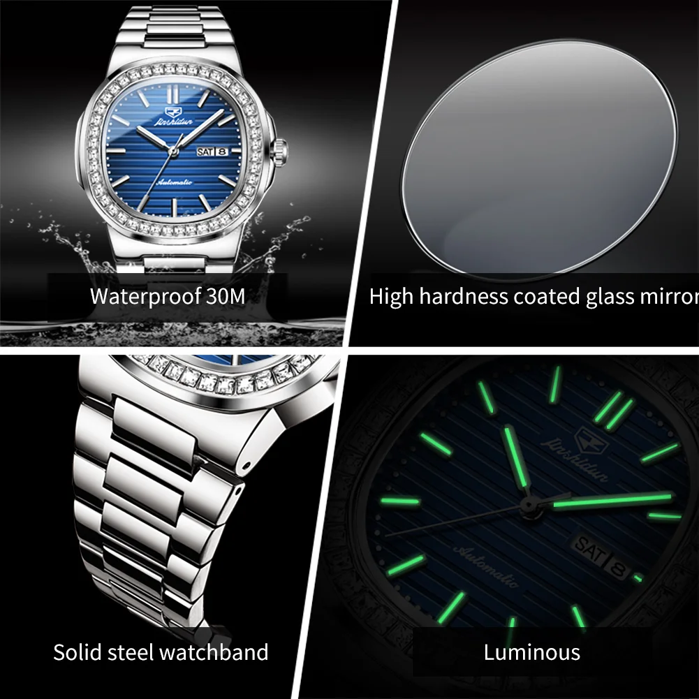 Jsdun Herren uhr hochwertige Marke automatische mechanische Uhr klassische Mode Luxus Diamant wasserdichte Lumineszenz Herren uhr