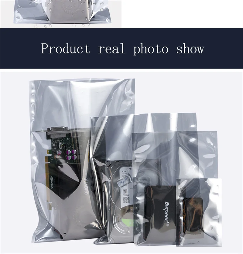 ESD Anti Static Shielding Bag Electronic Components PCB Board Protection Flat Open Top Reusable