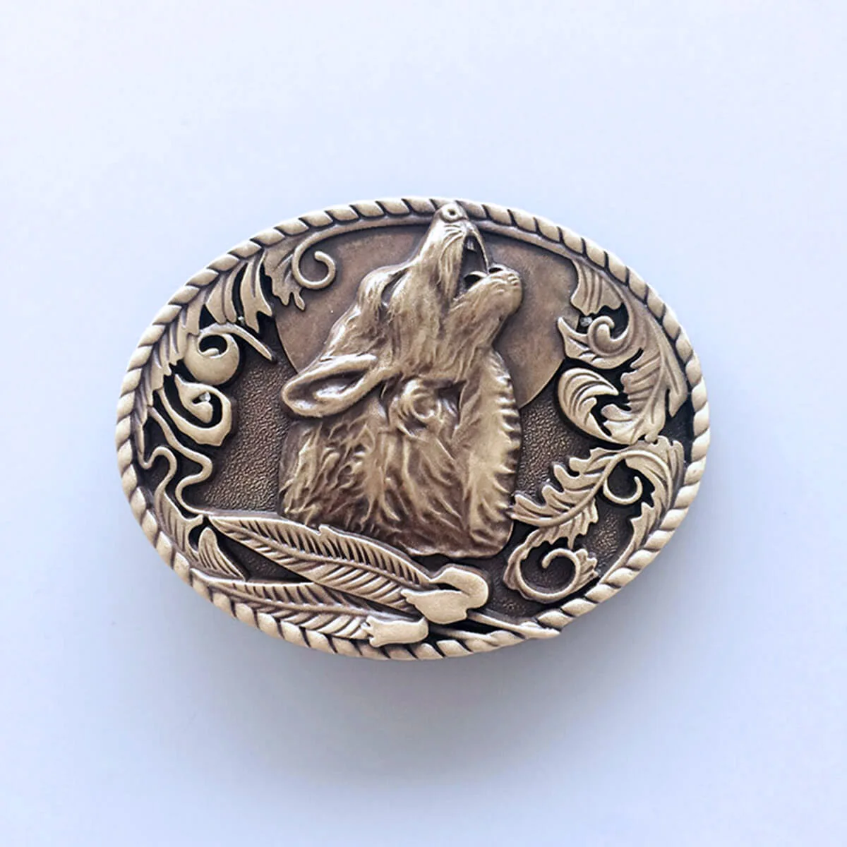 Black Enamel Western Wolf Wildlife Oval Belt Buckle also Stock in US Gurtelschnalle BUCKLE-WT013 Free Shipping