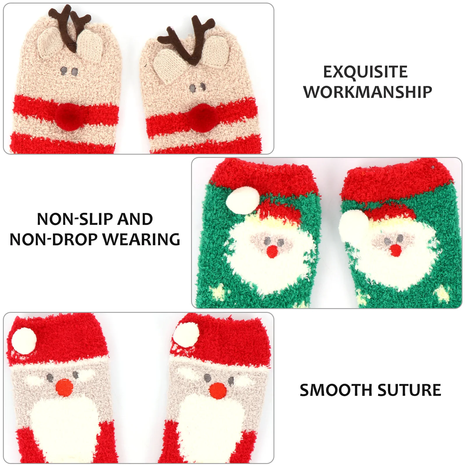 

5Pairs Christmas Sleep Socks Thick Coral Fleece Warm Non Slip Cozy Winter Floor Socks Household Stockings Coral Fleece Stockings