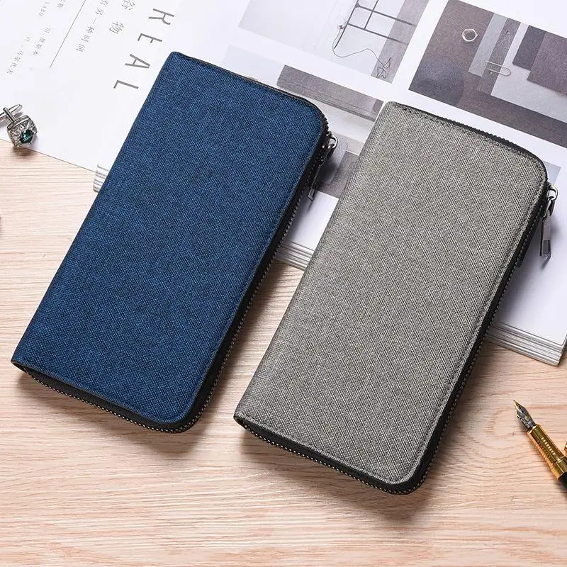 الرجال محفظة طويلة سعة كبيرة فتحات بطاقة متعددة قماش انغلق محفظة الأعمال حقيبة يد محفظة حمل البطاقة عملة حقيبة #2