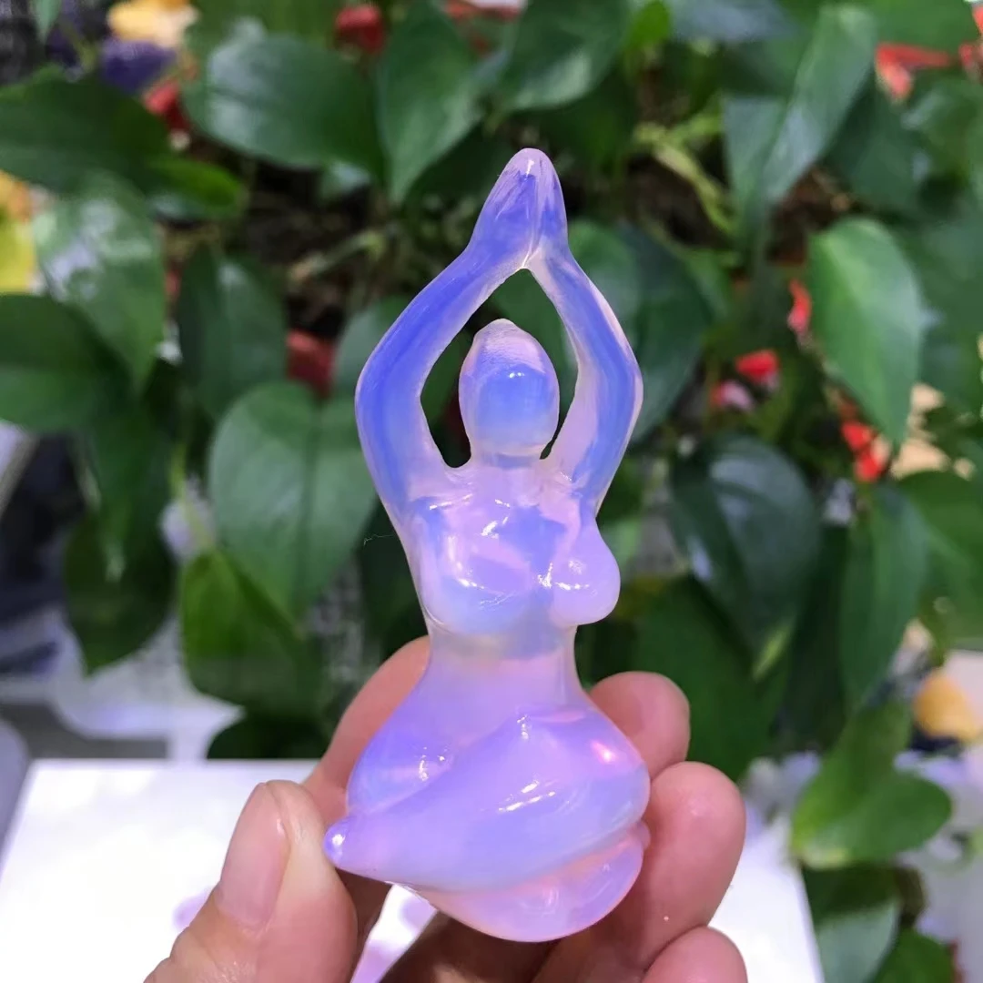 Crystal Yoga Goddess Figurines Naked Girls Female Natural Stones Opal Meditation Wicca Quartz Statue Home Decoration Witchcraft